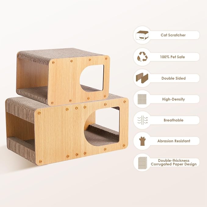 EHEYCIGA Cardboard Cat Scratcher House, 17-Inch Corrugated Cat Scratcher - Image 2