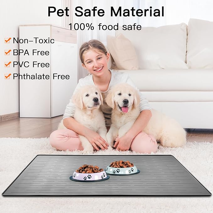 39.4"x29.5" Large Pet Food Mat, Silicone Dog Mats - Image 4