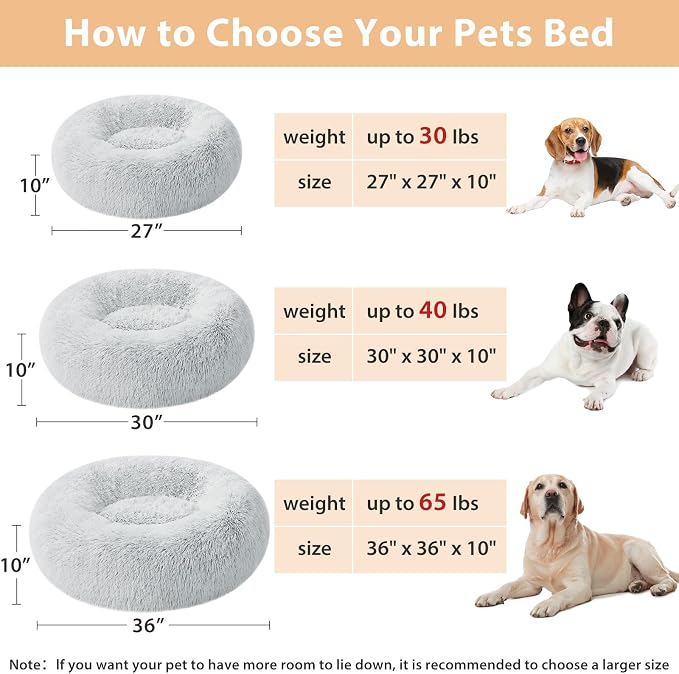 WNPETHOME Calming Dog Bed Cat Bed Donut, Faux Fur Pet Bed Self-Warming Donut - Image 3