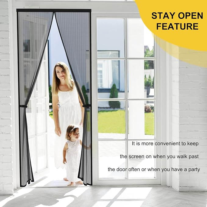 Magnetic Screen Door -Fit for Door Size:32x80 Inch, Hands Free Mesh Partition - Image 3