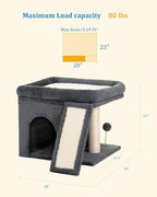 14'' Cat Tree Tower for Indoor Large Adult Cats, 20x16.5'' Big Perch Bed - Image 6