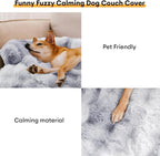 FUNNY FUZZY Pet Fluffy Fuzzy Calming Dog Couch Bed Sofa Protector Washable Pets - Image 2