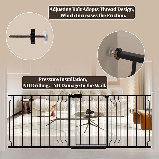 WAOWAO Baby Gate 29.13-43.3" Extra Wide Pressure Mounted Walk Through Swing - Image 6