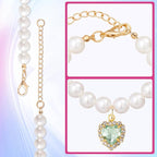 2pcs Cat Pearl Collar with Heart Pendant, Cute Pearl Pet Necklace in Small - Image 3
