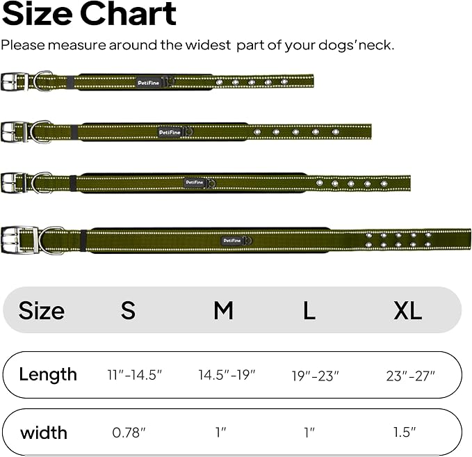 PetiFine Dog Collars for Small Dogs, Neoprene Padded Dog Collar, Reflective - Image 7