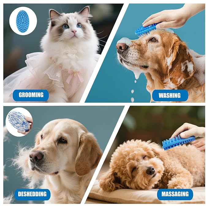 Dog Grooming Brush, Lilpep Pet Shampoo Bath Brush Soothing Massage Rubber Comb - Image 6