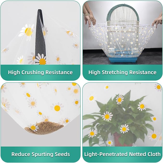 Bird Cage Seed Catcher, Seed Catcher Guard Net Cover, Parrot Nylon Mesh Net - Image 2