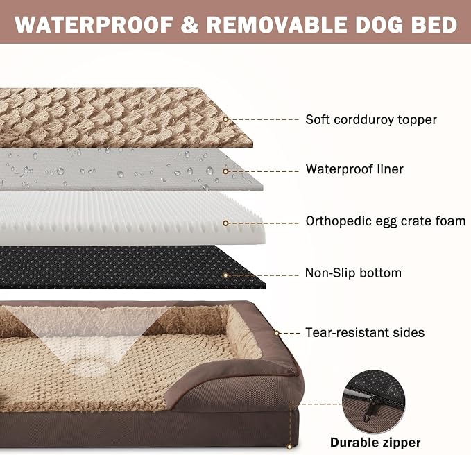 INVENHO Orthopedic Dog Beds Large Sized, XL Egg-Crate Foam Dog Couch - Image 4