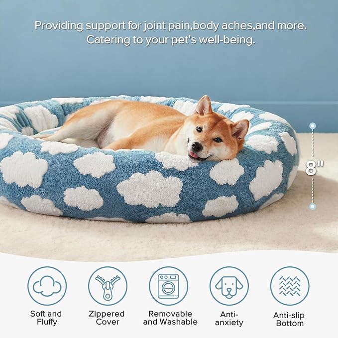 JOEJOY Donut Dog Bed Medium Size Dog, Cute Round Calming Pet Bed - Image 2