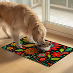 Vibrant Flower Pattern Pet Food Mat Spill-Proof Cat Feeding Mats Non-Slip Mat - Image 2
