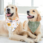 Whaline 4Pcs Boho Pet Bandanas Spring Daisy Dog Scarf Washable Adjustable - Image 7