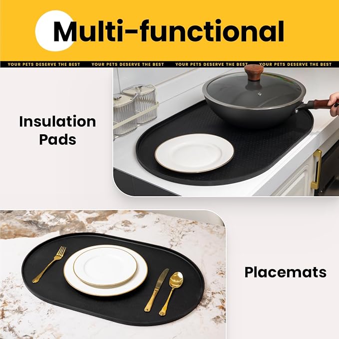 Dog Food Mat, Raised Edges Pet Food Mats - Image 9