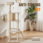 DUMOS Large 63in Cat Tree Tower, Natural Sisal Scratching Posts, Extended - Image 6