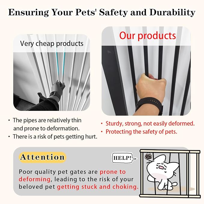 Lumizone Extra Tall Pet Gate 55.12" High Pressure Mounted 30.12"-34.05" Extra - Image 3