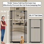 WAOWAO 71" Extra Tall Cat Pet Gate 29.92-45.66" Wide Pressure Mounted Walk - Image 2