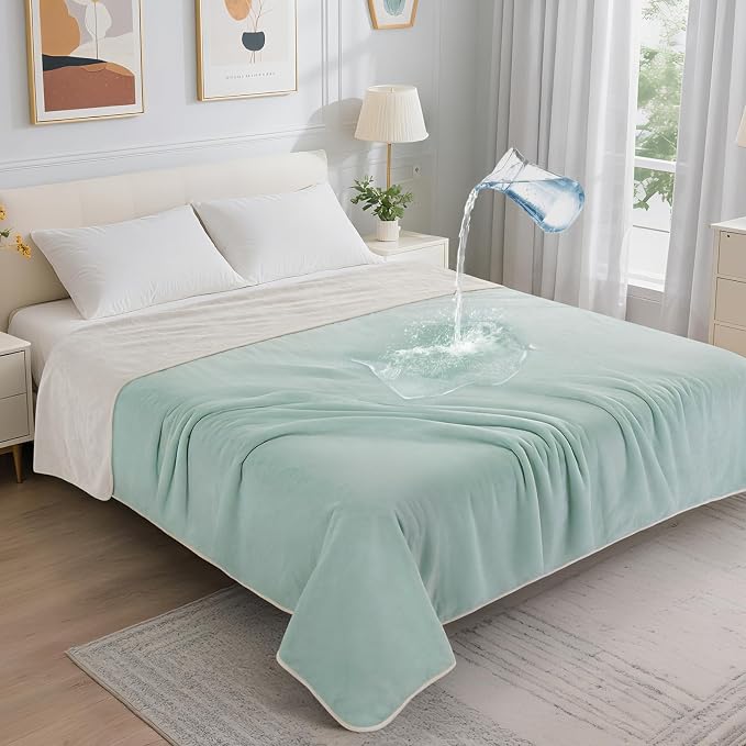 LOOBANI Waterproof Blanket for Bed: Reversible Soft Flannel Twin Bed Blanket by LOOBANI