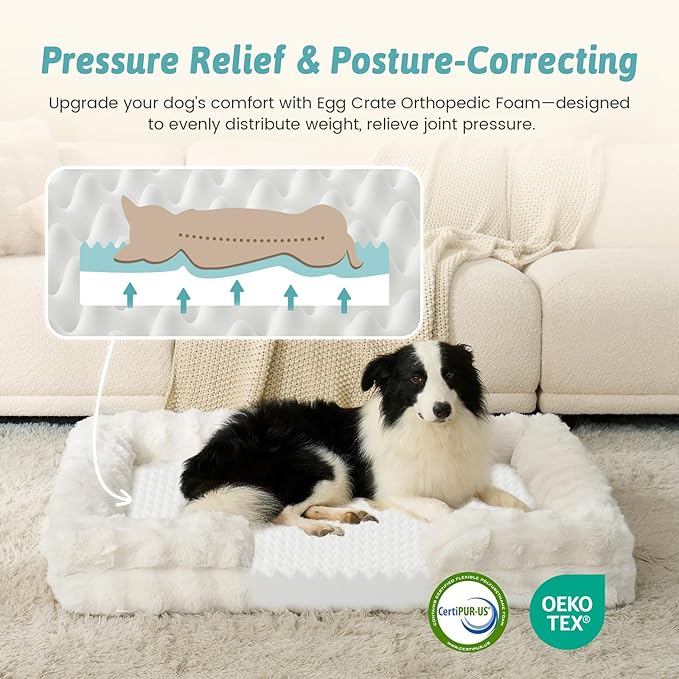 Orthopedic Dog Bed for Medium Small Size Dog, Soft and Warm Faux Fur Sofa for - Image 4