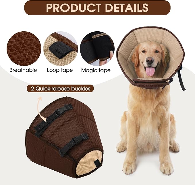 Dog Cone Collar After Surgery for Large Dogs, Adjustable Soft Cone for Dogs to - Image 4