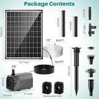 Biling 20W Solar Fountain Pump, 320 GPH Solar Pond Fountain Adjustable Flow - Image 6