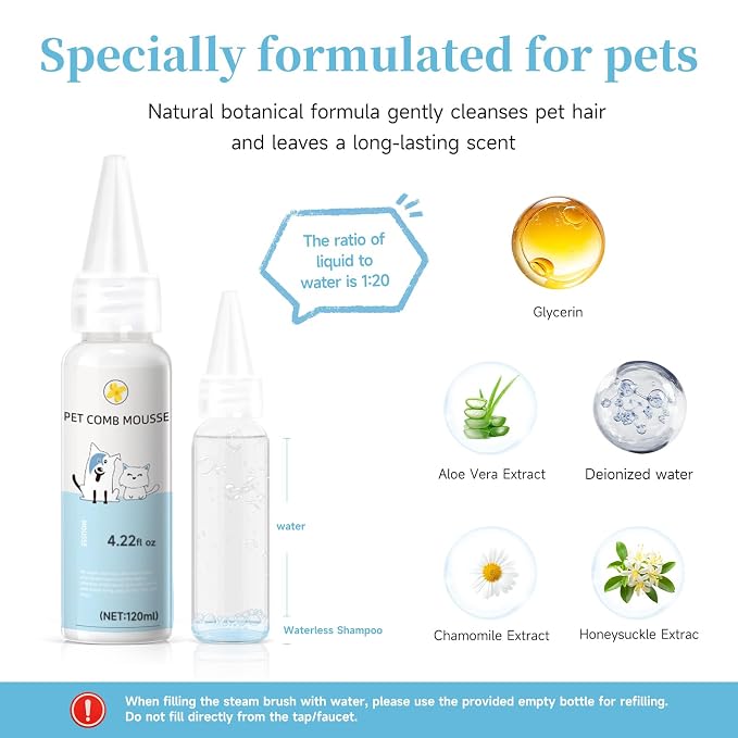 Pet Steam Brush for Dog & Cat – shower bath brush – Steam for Shedding & - Image 8
