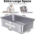 Stainless Steel Litter Box 2 Pack, 23.6“x15.7"x6" Deep Stainless Steel Cat - Image 3