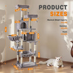 Large Cat Tree 71 Inch, Sisal Scratching Posts and Hammock, Pet Play House - Image 2