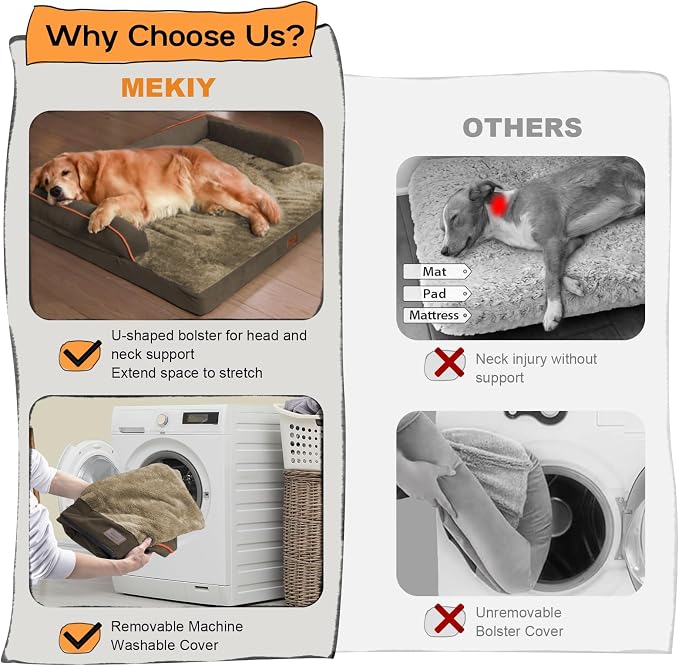 Large Dog Bed Orthopedic Washable: Extra Brown XL XLarge Big Dog Bed - Image 4