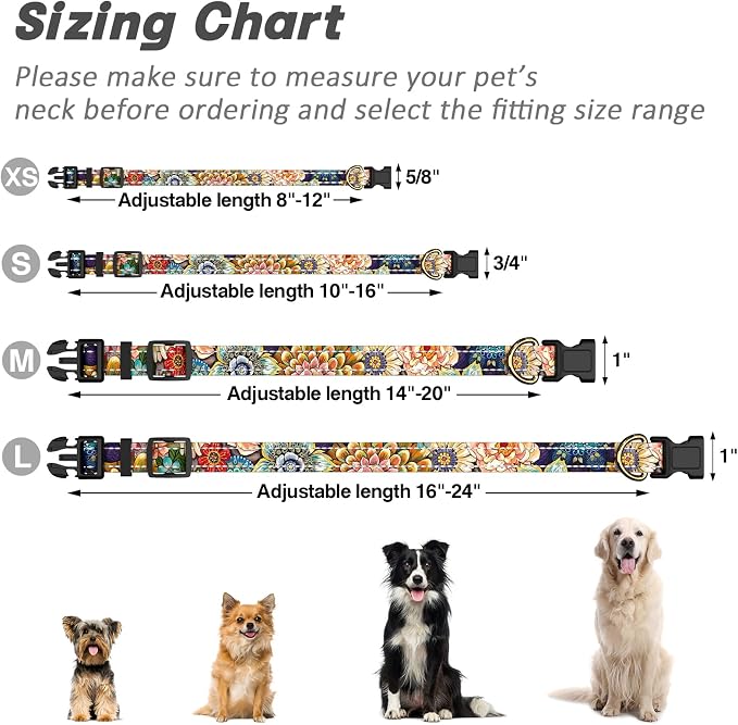 Reflective Dog Collar for Large Dogs, Cute Boho Adjustable Heavy-Duty Nylon - Image 7