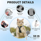 SCENEREAL Cat Harness and Leash Set Escape Proof, Adjustable Soft Air Mesh - Image 3