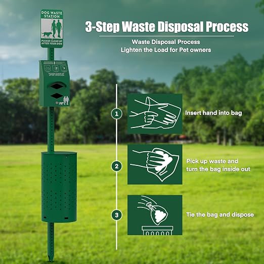 Dog Poop Trash Can Outside for HOA Communities, Durable Rust Proof Aluminum Dog - Image 4