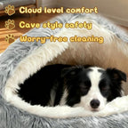 ShinHye Round Plush Fluffy Hooded Cat Bed Cave, Cozy - Image 3