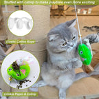 Interactive Cat Toy Wand with Catnip Mouse, Cat Teaser Wand Rainbow String - Image 2