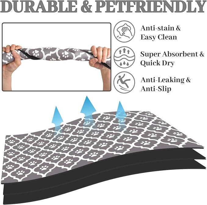 Dog Food Mat 12X20 Inch Pet Feeding Absorbent Mats - Image 2