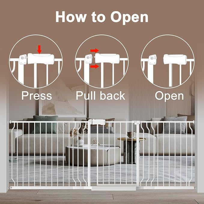 WAOWAO Baby Gate 29.13-43.3" Extra Wide Pressure Mounted Walk Through Swing - Image 4