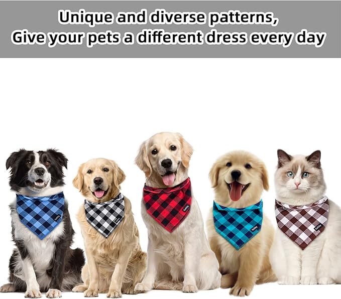 Buffalo Plaid Dog Bandanas Fall Christmas Small 6PCS Dog Gifts Red Blue Green - Image 7
