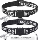 LLHK 2 Pack Breakaway Cat Collars & 2 Pcs Name Tags, Reflective Safety Kitten by LLHK