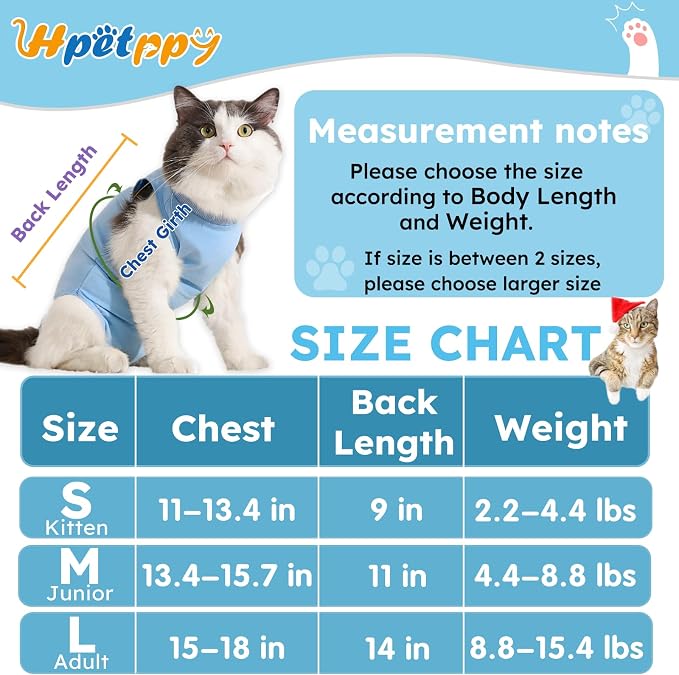 Cat Recovery Suit, Kitten Surgical Bodysuit - Image 2