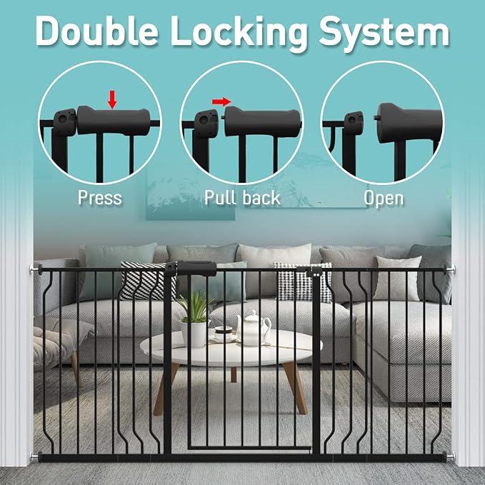 WAOWAO Baby Gate 66.93-71.65" Extra Wide Pressure Mounted Walk Through Swing - Image 4