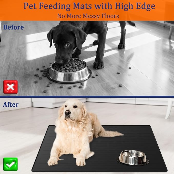31.8"x23.8" Extra Large Pet Food Mat, Silicone Dog Mats - Image 3