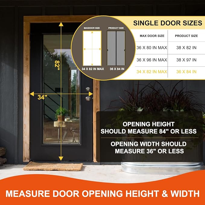 Fiberglass Magnetic Screen Door Fit Door Size 34 x 82 in- Heavy Duty Fiberglass - Image 2