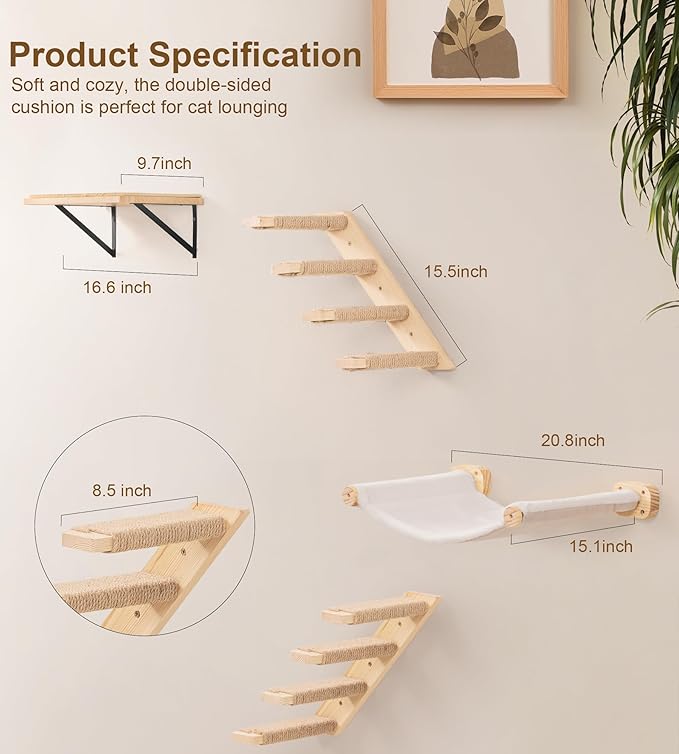 Cat Stairs Hammock Set of 3 – Cat Wall Shelves - Image 6