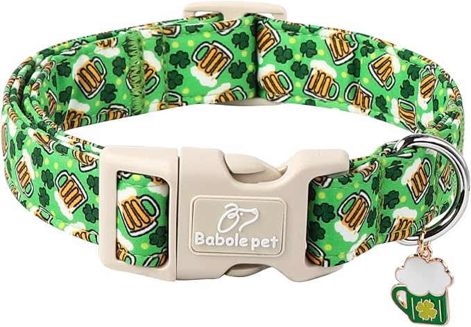 St Patricks Day Dog Collar for Large Dogs by Babolepet