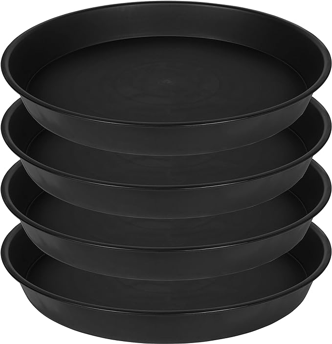 4 Pack of 16 17 inch Plant Saucer, 2.3" Depth, Heavy Duty Deep Plant Trays by Bleuhome