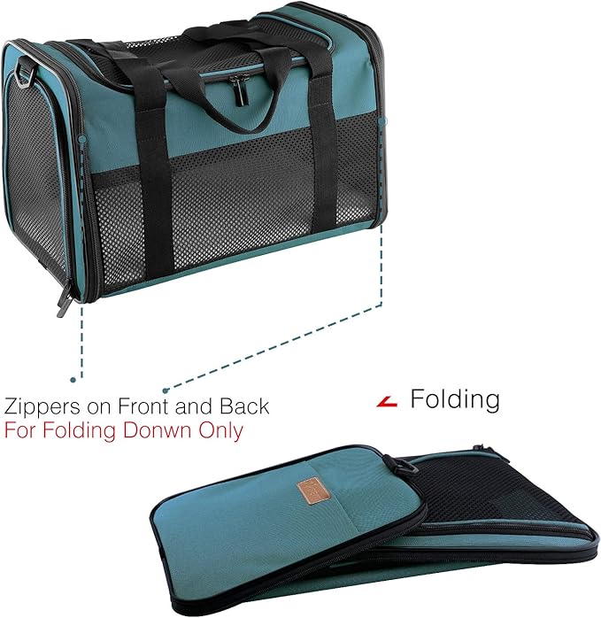 Cat Carrier - Portable Foldable Dog Pet Carrier, Soft-Sided Pet Bag up to 15 Lbs - Image 7