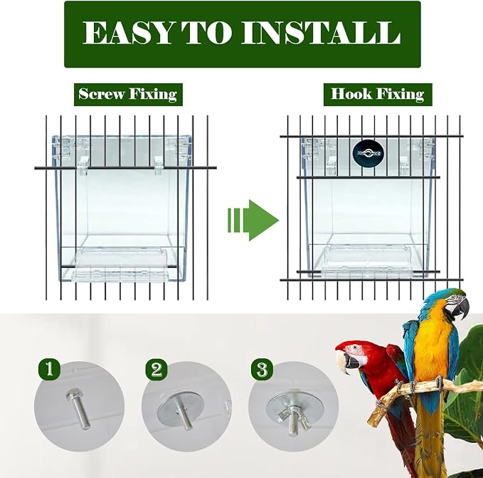 kathson Acrylic Bird Cage Bath Box, Parrot Hanging Tube Shower Box Birds - Image 6