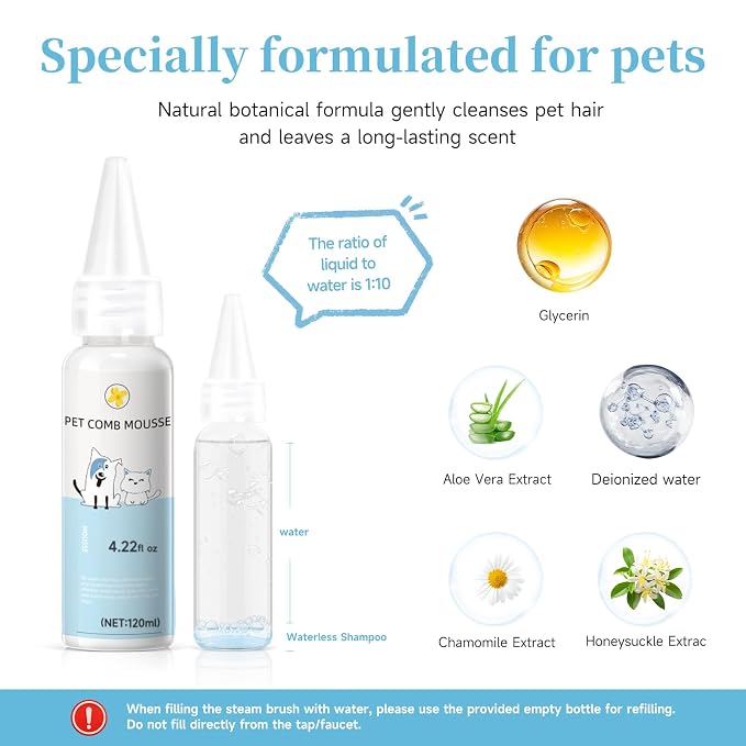 Pet Steam Brush for Dog & Cat – shower bath brush – Steam for Shedding & - Image 5