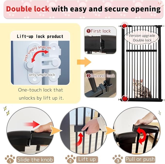 Lumizone Extra Tall Pet Gate 55.12" High Pressure Mounted 38.39"-42.51" Extra - Image 8