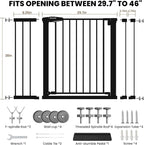 29.7-46" Extra Wide Baby Gate for Stairs, Pressure Mounted Dog Gate Indoor for - Image 9