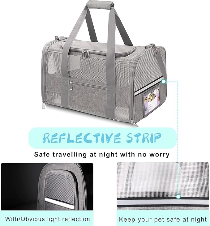 Soft-Sided Cat Carrier for Pets Up to 15lbs, Airline Approved Under-Seat Travel - Image 4