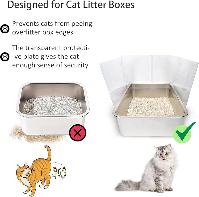 3PCS Cat Litter Box Pee Shields, Transparent Easy Clean Splash Guard - Image 4